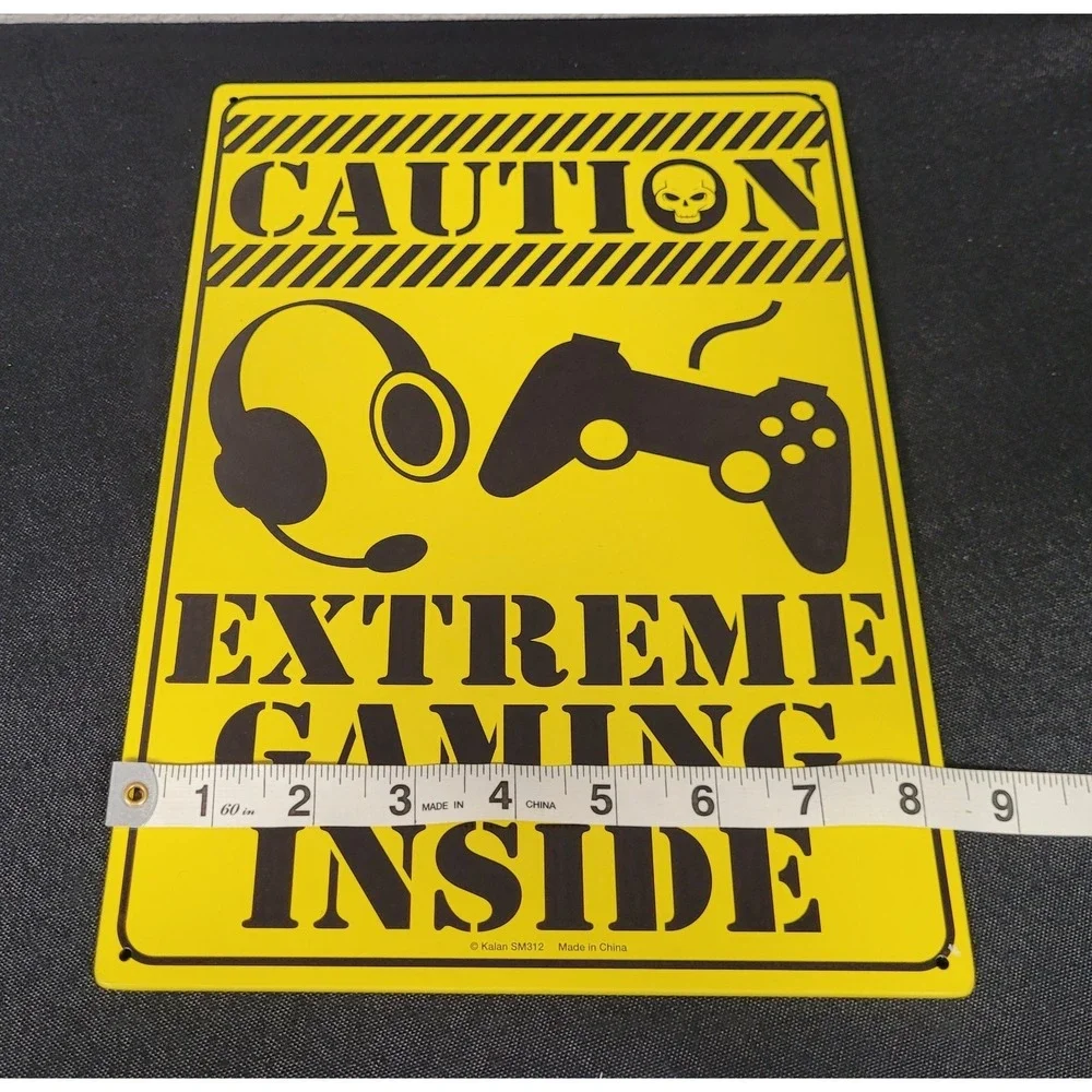 Kalan Accents Caution Extreme Gaming Inside 11.5 X 8 1/4 Metal Sign